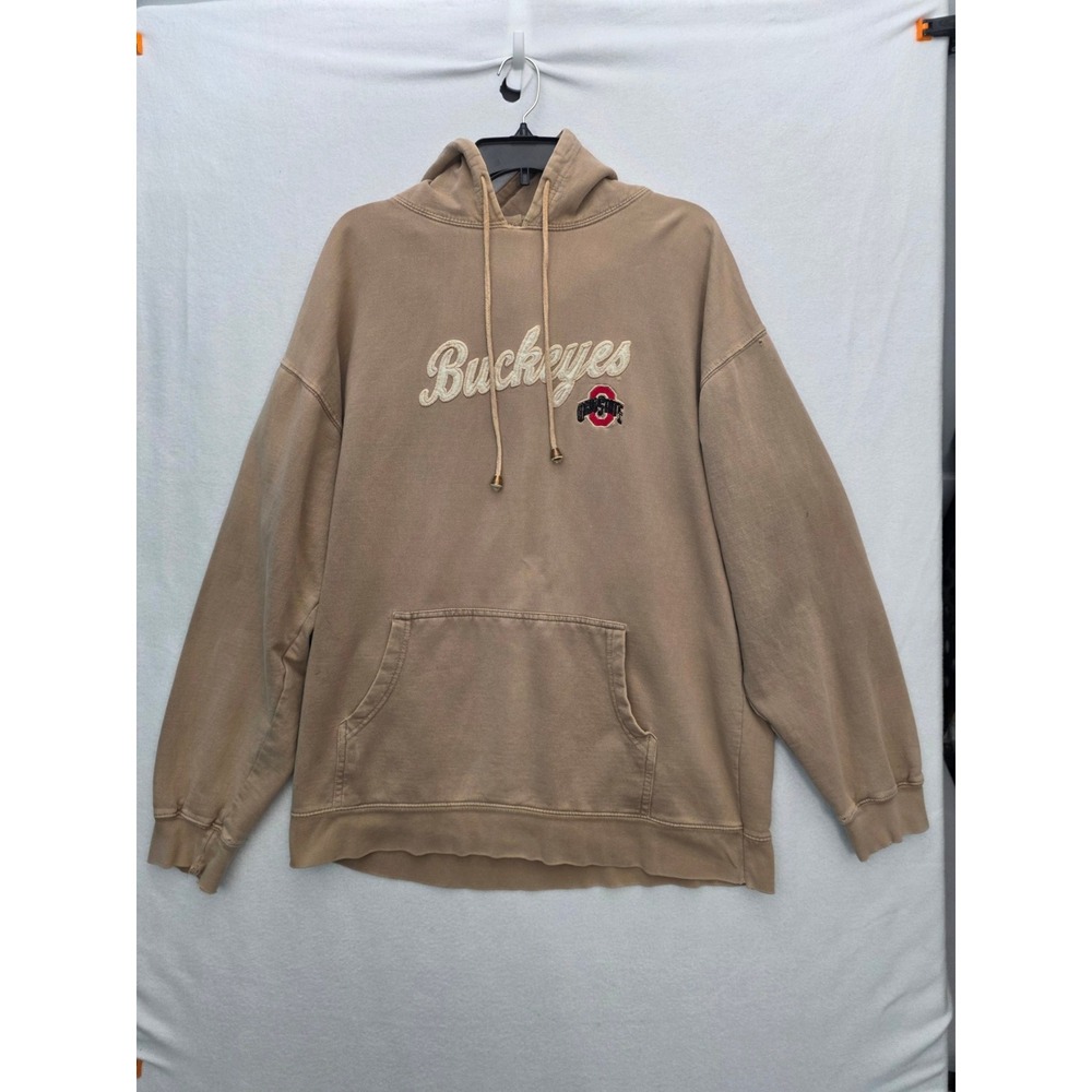 Campus Specialties Ohio State Buckeyes Hoodie XL Tan Distressed Raw Edge Grunge